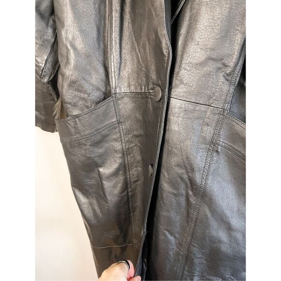 Vintage Comint Leather Trench Coat Size M - Picture 4 of 12